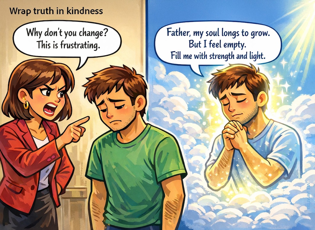 Wrap truth in kindness.